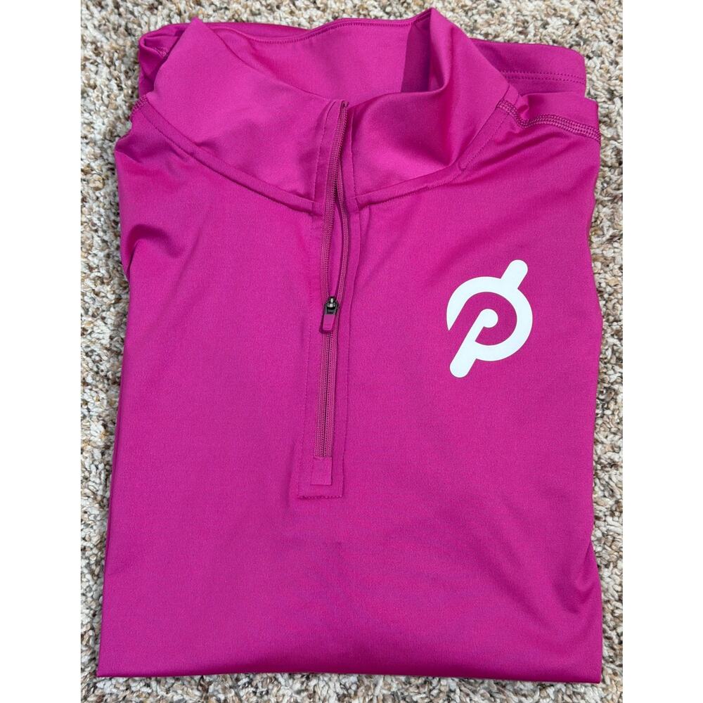 Peloton Hot Pink Pullover Activewear Warm-Up 1/4 Zip Top Long Sleeve Size Large